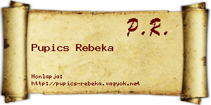 Pupics Rebeka névjegykártya